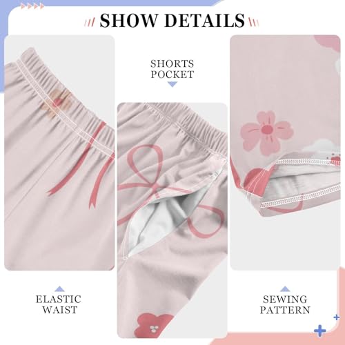 Bow Flower Boys Pants Boys Athletic Pants Long Pant for Boywith Pockets Wide-Leg Size 6-14Y4