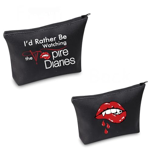 TSOTMO TV Show Inspired Gift I'd Rather Be Watching TV Show Makeup Bag Vampire Fandom Gift (Vamp Bag)