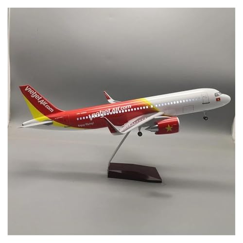 Modelo de avión A320 Vietjet a escala 1:80 de resina coleccionable con ruedas 7