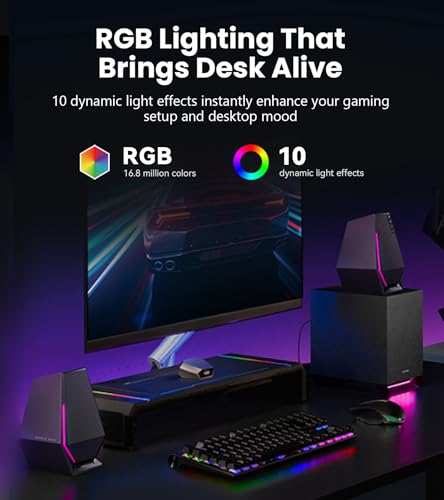 Image of Edifier G1500 MAX 2.1 Gaming Speakers - 60W Peak Power with 4 inch Subwoofer & 2.5 inch Satellite Speakers, Bluetooth 5.3 & Multi-Wired Connections, 10 RGB Light Effects, 3 Sound Modes for PC /PS5 /Xbox /Phone