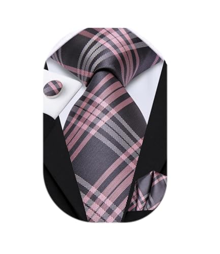 Image of Dubulle Silk Ties Set for Men Formal Paisley Striped Necktie Pocket Square Cufflinks 3PCS Sets Wedding Business Party