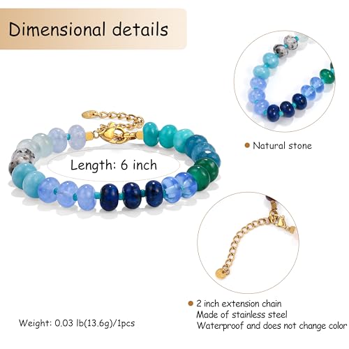 Gemstone Beaded Bracelet for Women Colorful Natural Stone Freshwater Pearl Surfer Beach Rainbow Bracelet Jewelry Gift2