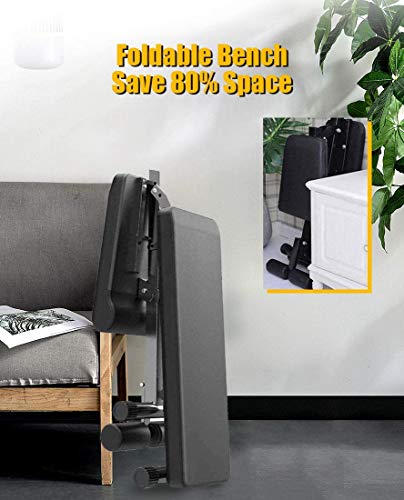 Weight Bench Adjustable, Strength Training Bench for Full Body Workout with Fast Folding- Black(Ships from US)