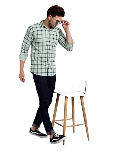 Image of Majestic Man Slim Fit Cotton Casual Check Shirt for Men