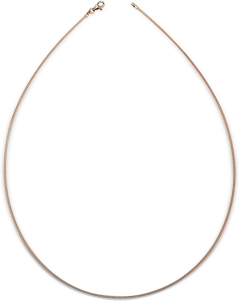 JewelryWeb Italian Sterling Silver 1.2mm Round Omega Collar Wire Necklace -16" 18" 20" - White Yellow Rose - Choker Necklace for Women - Statement Necklace