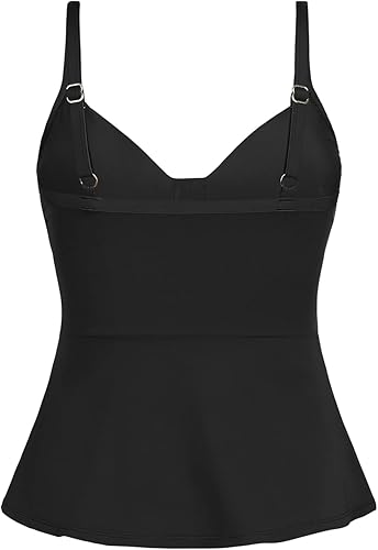 Miniatura 5 de Hilor Tankini envolvente para mujer, con control de abdomen, fruncido, con cuello en V, para nadar