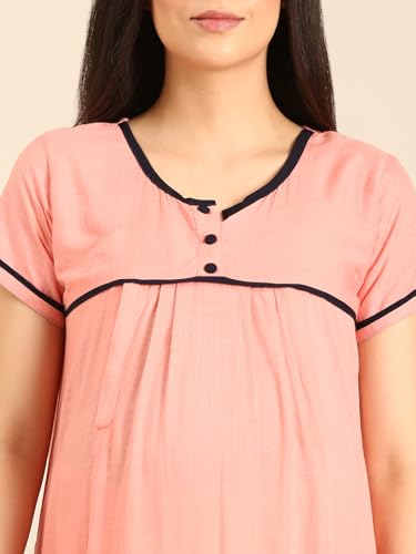 Image of Rupa Jon Aishwarya Women Full Length Maternity Night Dress in Cotton Blend Fabric, Maxi Nighty, Pregnancy Night Dress for Nursing, Pre and Post Pregnancy