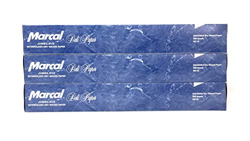Marcal Deli Wrap Interfolded Wax Paper Dry Waxed Food Liner Jumbo Size 15 Inch by 1075 Inch Total of 1500 Sheets 3 x 500 Packs