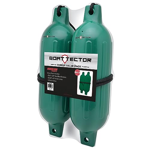Image of Extreme Max 3006.7456 BoatTector Fender Value 2-Pack, 6 inch x 22 inch - Forest Green