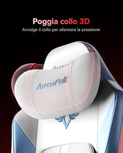 M6 Ultra Sedia Gaming, Sedia da Gaming Ergonomica con Massaggio, Ventilato e Riscaldato, Braccioli Regolabili 720°, Supporto Lombare Dinamico Automatico, Poggiapiedi Regolabile, Bianco - Sedia gaming - Immagine 5