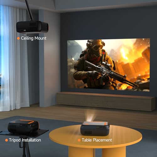 Image of Mini Video Projector with WiFi Bluetooth, Native 1080P Portable Movie Projector, Compatible with SmartPhone, TV Stick, PS5, Laptop HDMI USB for Home Theater Indoor Outdoor Movies