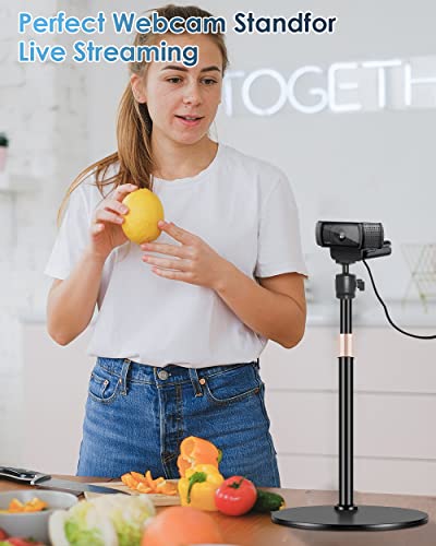 Suporte de tripé para webcam ajustável em altura de mesa e suporte giratório de 360° compatível com