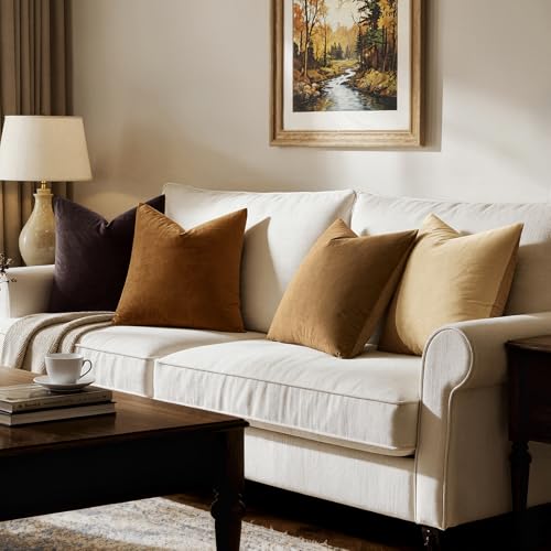 Image of MIULEE Velvet Throw Pillow Covers 18x18 Inch, Pack of 2 - Chocolate Brown, Super Soft Decorative Square Cushion Cases Modern Luxury Home Decor for Sofa, Couch, Bed, Chair