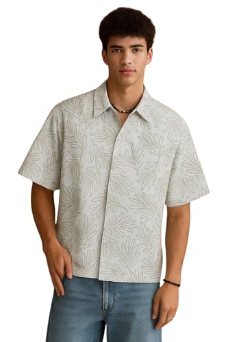 Image of TAGDO Men's Printed Cotton Casual Shirt | Half Sleeve Floral Print Shirt for Man | Relaxed Oversized Fit & Perfect for Casual, Office & Formal Wear (2050)