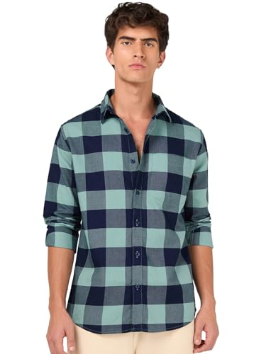 Chemise à carreaux homme verte en pur coton Bewakoof taille S