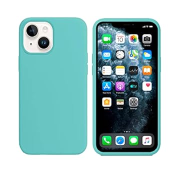 Capinha Colorida Compatível Com iPhone 14 PLUS Vermelha ,Preta, Laranja, Amarela, Azul, Rosa, Pink, Branca, Lilás, Marrom, Verde, Roxo, Bordô, Case Slim Flexível Aveludada Com 3 Camadas De Proteção PREMIUM ONYK (AZUL CLARO)
