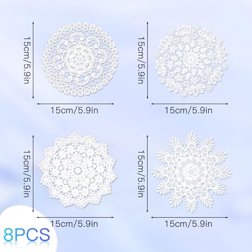 Andibro 587147_1_EP3ESUCI 8Pcs 6 In Lace Doilies, Round Crochet Placemat Handmade Cotton Coasters Vintage White Table Doilies Decors thumb #2