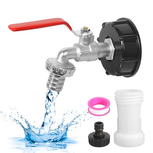 IBC Tank Zubehör, IBC Tank Auslaufhahn 1000l Wassertank Zubehör Auslaufhahn, 3/4 Zoll IBC Auslaufhahn IBC Container Zubehör mit IBC Adapter Kappe für Wassertank Wasserhahn