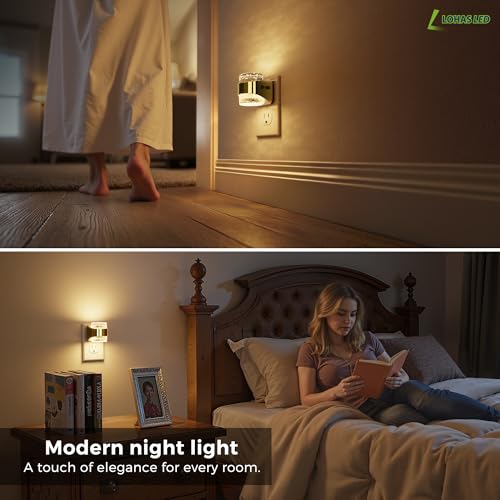 Image of L LOHAS LED Night Light, 2 Pack 3000K Bubble Night Lights Plug into Wall, Acrylic Night Lights with Light Sensor, Adjustable Brightness,Plug in Nightlights for Rooms Bathroom Hallway