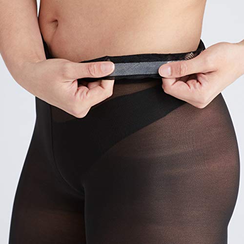 Hipstik Semi-Opaque Black Tights for Women | Fashion Tights with Comfort Lace Top | Non Control Top Nylons for Women4