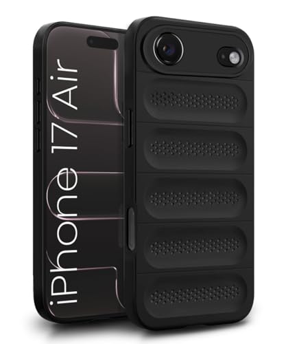 Image of WOW IMAGINE Ultimate Silicone Back Cover Case for iPhone 17 Air | Heat Dissipation Thin Soft TPU | 360 Camera Protection | Breathable Cooling Holes - Pitch Black