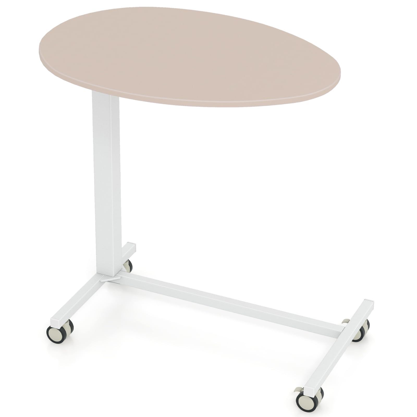 LIFEZEAL Mesa en Forma de C, Mesa Auxiliar Regulable con Palanca neumática, Altura Ajustable 74-108 cm, Mesa Lateral con 4 Ruedas para salón, Cocina, Comedor, MAX 75 kg