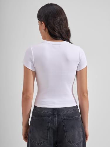 Image of Tokyo Talkies Women Pure Cotton Tops for Woman|Regular Fit Slim fit Crop Tops for Women Western|Top Tshirt for Women Stylish Western|Suitable for Casual and Workwear