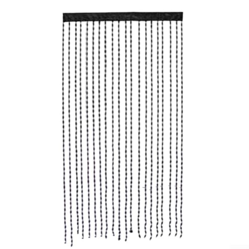 Yuanpgky Rideau de perles pour porte - Rideau de porte à perles - 100 x 200 cm (l x H) - Polyester - Pour placards, cloisons de séparation - Intérieur - Noir