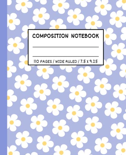 Cute Composition Notebook Wide Ruled: Aesthetic Notebook | Purple Composition Notebooks Wide Rule For Teen Girls | School Sup