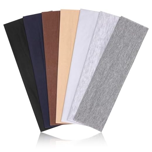 DiyJibb Headbands for Women, Stretchy Non Slip Soft Cotton Cloth Hair Bands for Sports, Workout, Yoga and Running, 7pcs (Black, White, Medium Gray, Navy, Light Brown, Flesh, Floral Gray)