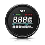 Geloo Compteur De Vitesse GPS, Odomètre Tachymètre Réglable étanche Numérique de 52 mm Kilométrique Jauge Indicateur Pour Voiture, Bateau, Moto, Camion (Noir)
