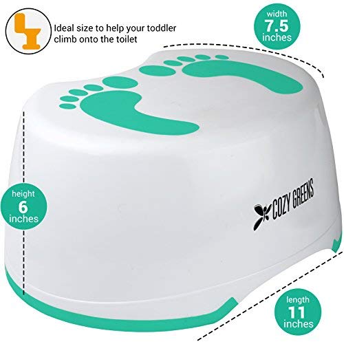 Step Stool for Children | Anti-Slip Top and Bottom | Easy Hygienic Cleaning | Free Potty Training eBook | Perfect Height for Toddler Toilet Training or Kids Bathroom and Kitchen (Green)