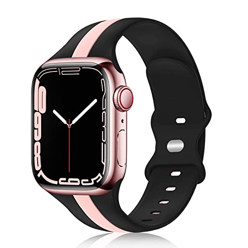 KEYSJEFF Compatible with Apple Watch Straps 45mm 44mm 41mm 40mm 49mm Soft Silicone Replacement Watch Belt For Iwatch Series 8/Ultra/7/6/SE/5/4/3 (Not Include Watch)