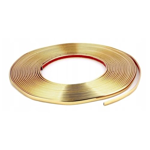 Gudalea 10m Goldene Zierleiste, GOLD Chrom Zierleiste, Glänzender goldener flexibler Wand, Flexibel & Selbstklebend Zierleiste für Fliesen, Spiegel, Schränke (10m x 8 mm)