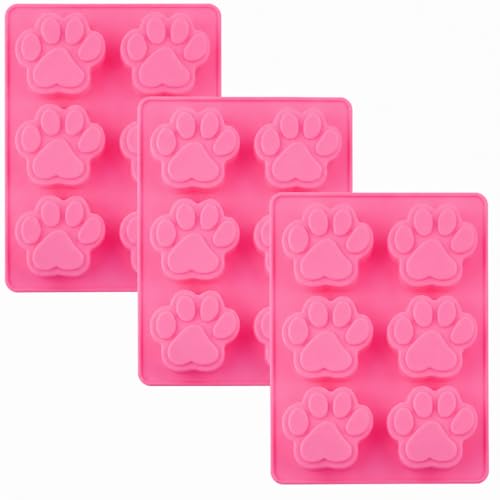 POPBLOSSOM Set of 3 Pack X Silicone Dog Pet Animal Paw Print Ice Cube Chocolate Soap Candle Tray Mold Party Maker