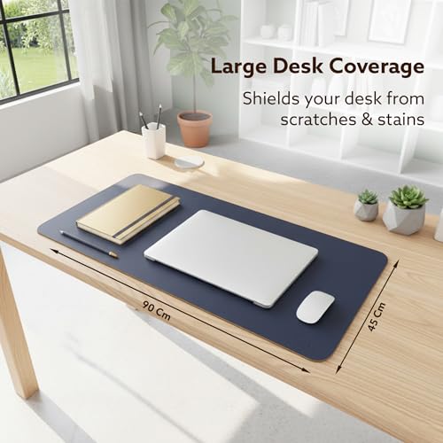 Image of AGARO Premium Reversible Desk Mat (90x45 cm), Dual-Tone Vegan Leather Deskpad, Large Reversible Mouse Pad, Waterproof, Easy-to-clean & Anti-slip Computer Table Protector, deal for Work, Study & Gaming