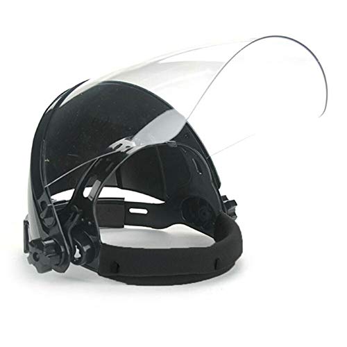 Auplew Industrial Clear Wide Visor Safety Face Shield Brow Guard Hat Full Transparent Anti-Splash Equipment Headgear Grinding Welding Helmet Visors Eye Protection with Lens