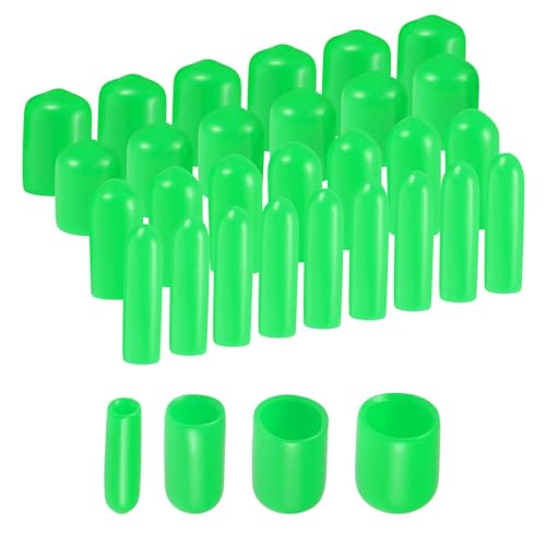 Image of uxcell 40pcs Round Rubber End Caps 1 /8 inch 1 /4 inch 3 /8 inch 1 /2 inch Green Vinyl Cover Screw Thread Protectors Assortment Kit(3mm 6mm 9mm 12mm)