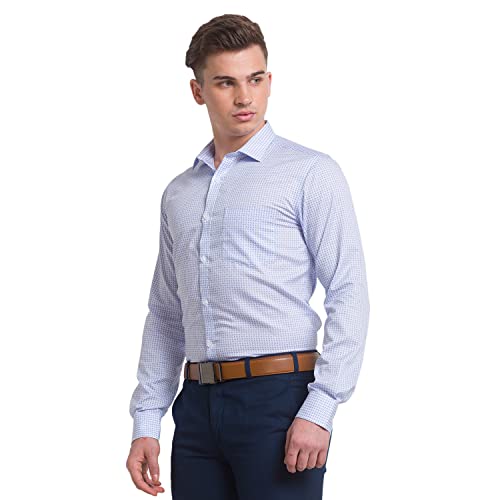 Image of Park Avenue Men's Pure Cotton Print Pattern Slim Fit Semi Cutaway Collar Full Sleeve Formal Shirt
