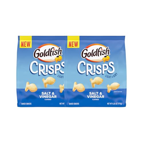 Goldfish Crisps Salt & Vinegar Flavored Baked Chip Cracker Snacks, 6.25 Oz Bag (Pack of 2)