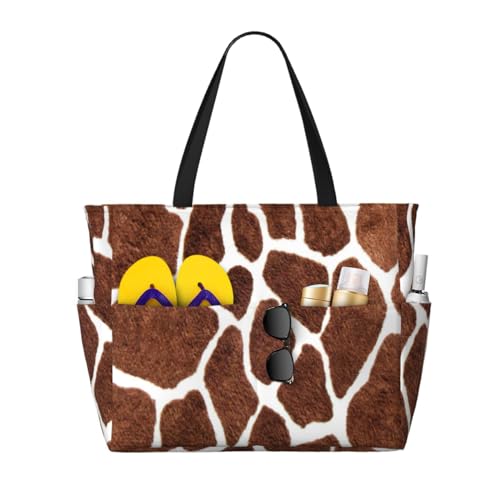 Sac fourre-tout girafe grand format pour femme avec poignées renforcées