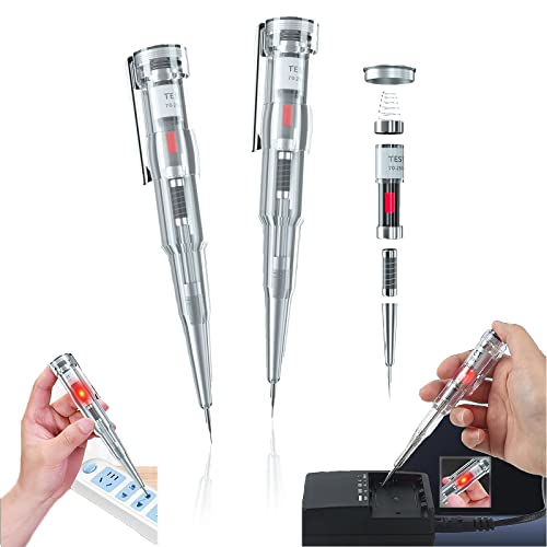 Stylo testeur électrique réactif, stylo testeur de tension étanche sans contact, tournevis pour stylo de test électrique, lumière LED lumineuse et stylo testeur de tension à sonde CC étanche (A-2PCS) Cover