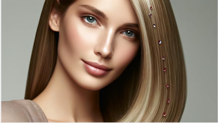 Strass cheveux cristal rouge bordeaux repositionnable pour sublimer les cheveux fins
