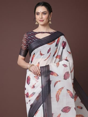 Image of AKHILAM Women's Multicolor Litchi Silk Ethnic Motif Print Saree With Unstitched Blouse Piece|sarees for women | litchi silk sarees