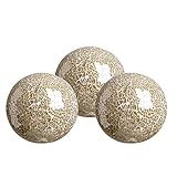 WHOLE HOUSEWARES | Decorative Balls for Centerpiece Bowls | Set of 3 | Glass Mosaic Sphere | Diamete