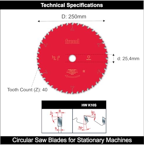 Image of Freud (BOSCH Group) F03FS00755 Circular Sawblade - Wood - 10 inch / 250mm, Number of Teeth 40