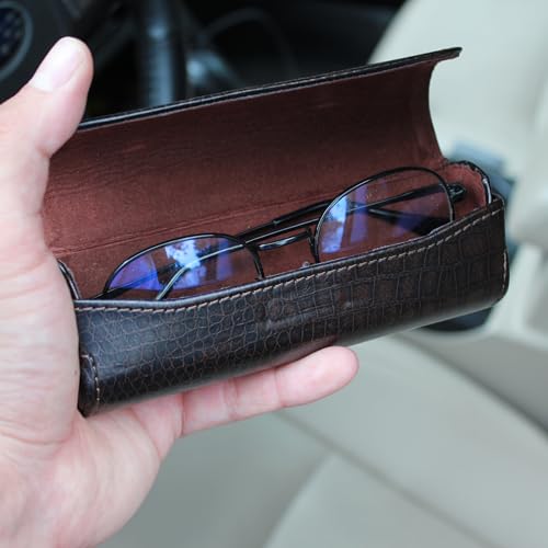 Image of Orsus Reading Glasses Hard Case, Premium PU Leather Horizontal Eyeglass Holder with Magnetic Closure for Women and Men