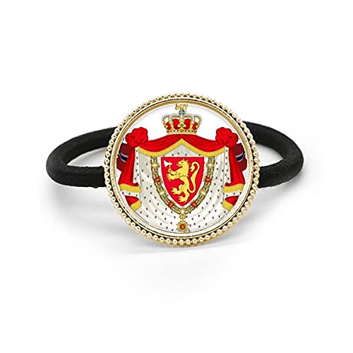 Corbata de pelo de metal plateado con emblema nacional de Noruega y goma elástica resistente