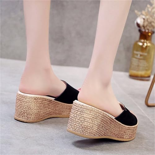 Platform Sandals Women Fashion Wedge Casual Female Slippers(Black,5)2