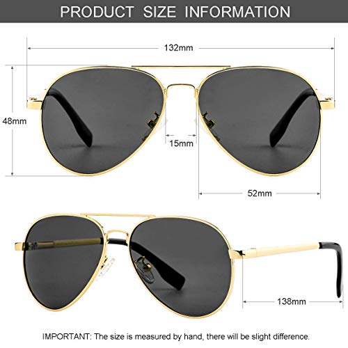 Image of GLEYEMOR Polarized Small Aviator Sunglasses for Small Face Women Men Juniors, 52mm